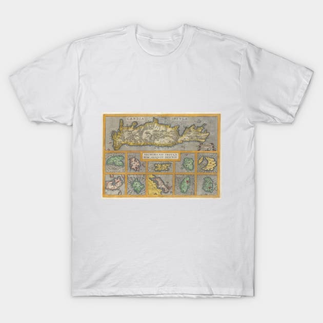 Vintage Map of The Islands of Greece (1584) T-Shirt by Bravuramedia